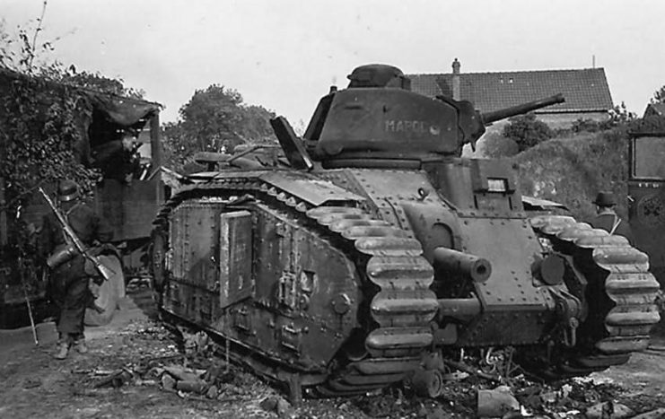 French Char B1 bis Tank 203 named MAROC of 15th BCC on street 1940