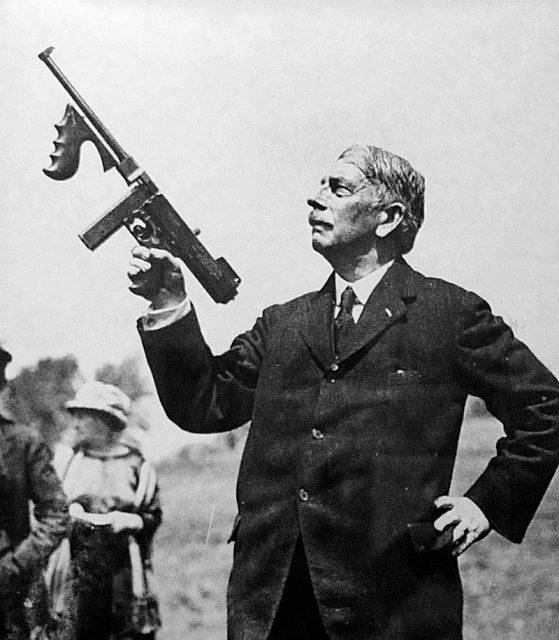 General John Taliaferro Thompson holding the Thompson Sub Machine Gun M1921. Photo: Jamie C CC BY 2.0