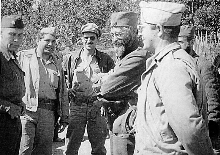 General Mihailovic with the members of the US military mission, Operation Halyard 1944.