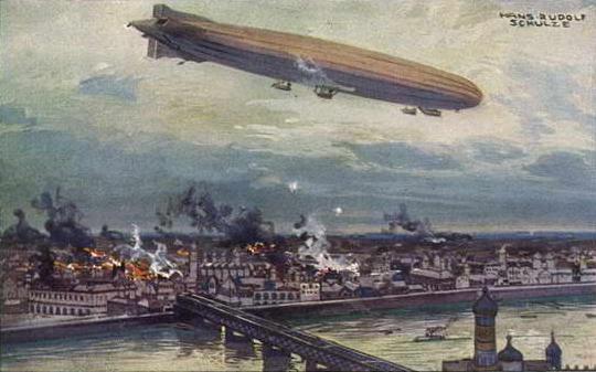 Schütte Lanz S.L.2 bombing Warsaw in 1914.