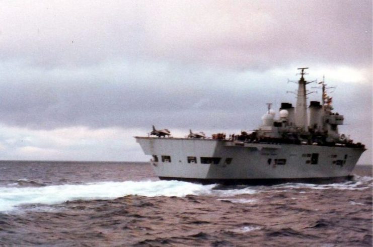 Invincible in the South Atlantic, during the Falklands War