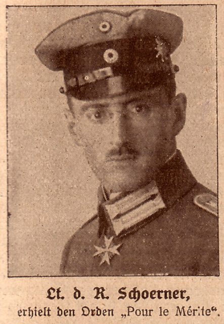 Lieutenant Schoerner with the Pour le Mérite in WWI, 1918