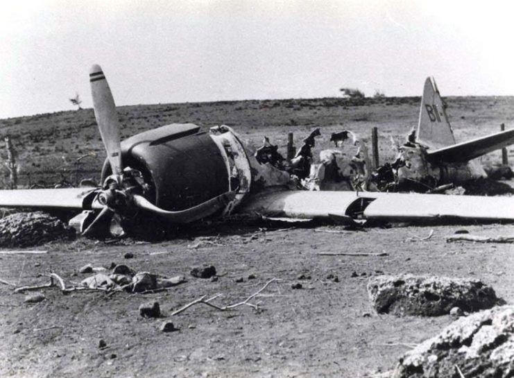 Remains of Nishikaichi’s Zero on December 17, 1941