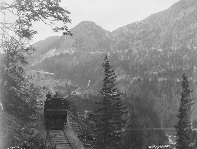 Rjukanbanen from Rjukan towards the powerplant at Vemork, Norway.