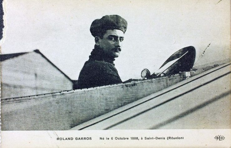 Roland Garros in Tunisia on September 23, 1913, immediately after becoming the first person to cross the Mediterranean Sea by air.