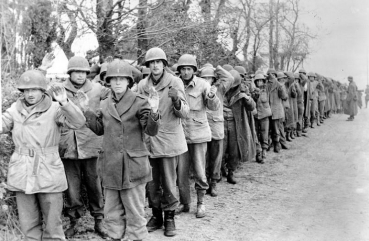American prisoners captured by the Wehrmacht in the Ardennes in December 1944.