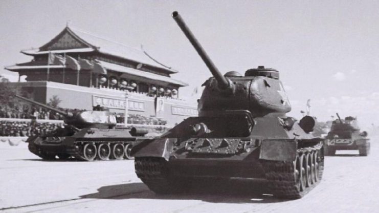 Some of the PRC’s T-34-85s in the country’s 1950 National Day parade.