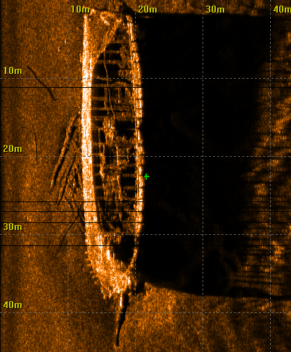 Sonar image of the Aid shipwreck in Estonia – Muinsuskaitseamet CC BY-SA 4.0