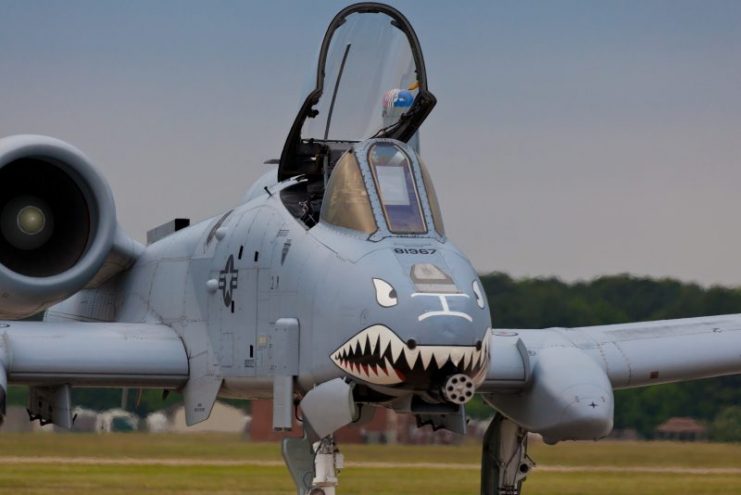 The A-10 Thunderbolt II displayed at Langley AFB