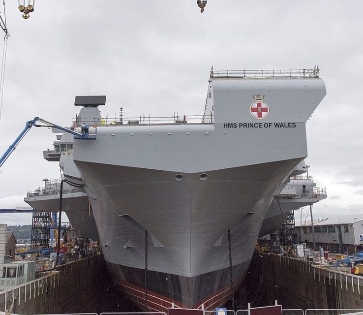 The bow of HMS Prince of Wales, August 2017