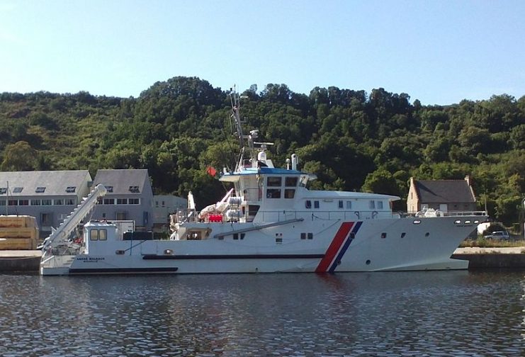 The research ship André Malraux of the DRASSM, moored in Saint-Brieuc harbour, 2015.Photo: Tounoki CC BY-SA 4.0