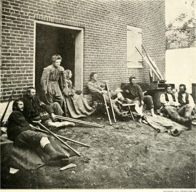 A Sanitary-commission nurse and her patients at Fredericksburg
