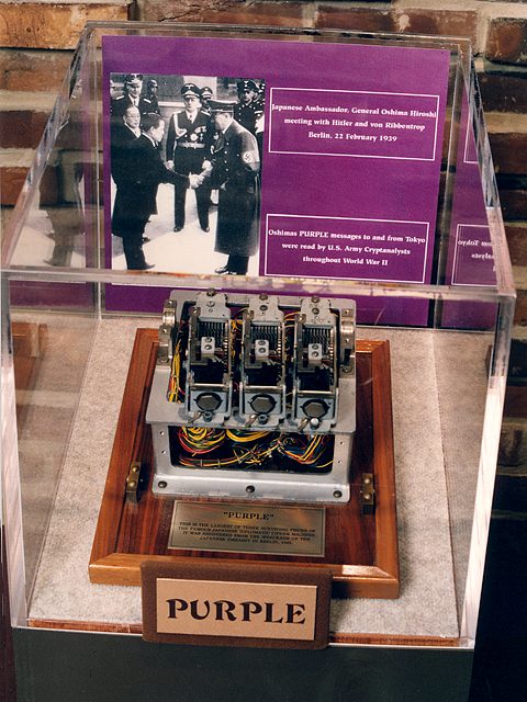 Fragment of a Purple machine on display at the United States National Security Agency’s National Cryptologic Museum located in Ft. Meade, Maryland.