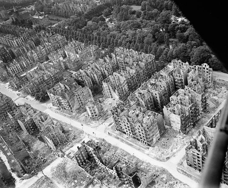 Typical bomb damage in the Eilbek district of Hamburg, 1944 or 1945