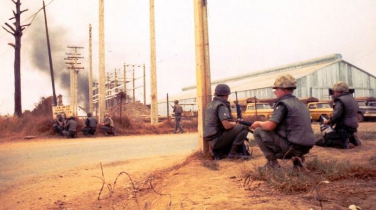 U.S. Air Force Security Police in combat at Tan Son Nhut during the Tet Offensive in 1968.