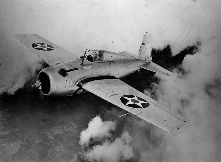 Grumman XF4F-3 prototype (Bureau # 0383) photographed during flight testing, 21 July 1939.