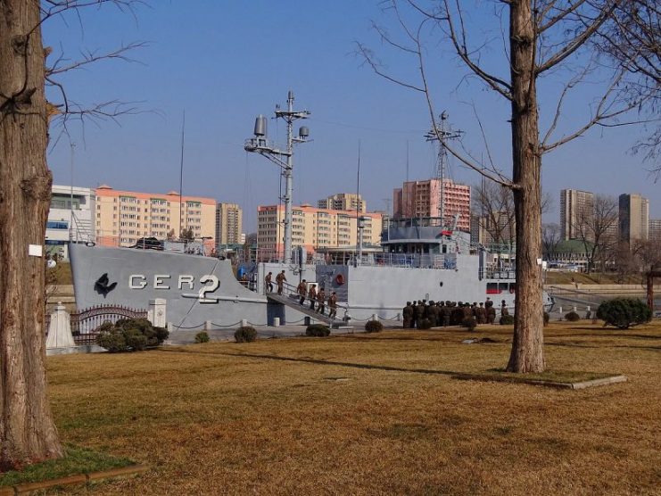 USS Pueblo (AGER-2) at Pyongyang Museum. Photo: Bjørn Christian Tørrissen / CC BY-SA 3.0