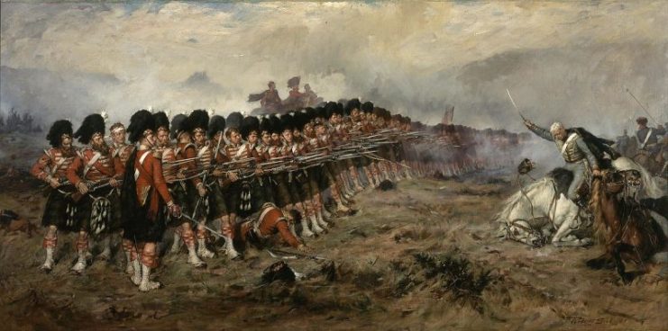 The Thin Red Line by Robert Gibb. Campbell’s 93rd Highlanders repel the Russian cavalry.