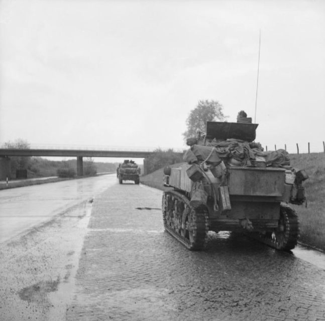 M3 Stuart driving along a highway