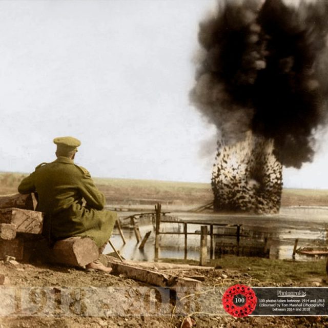 46. An explosion taking place on the Somme.