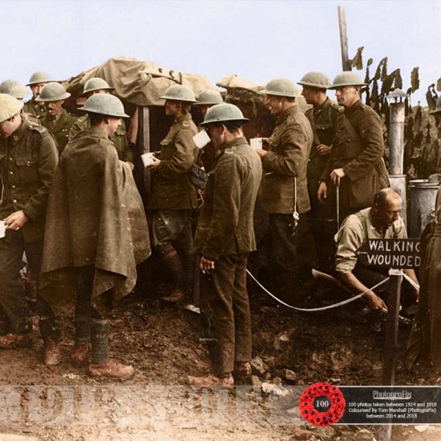 58. New Zealanders walking wounded at the Battle of Broodseinde ridge, the most successful Allied attack of Passchendaele.