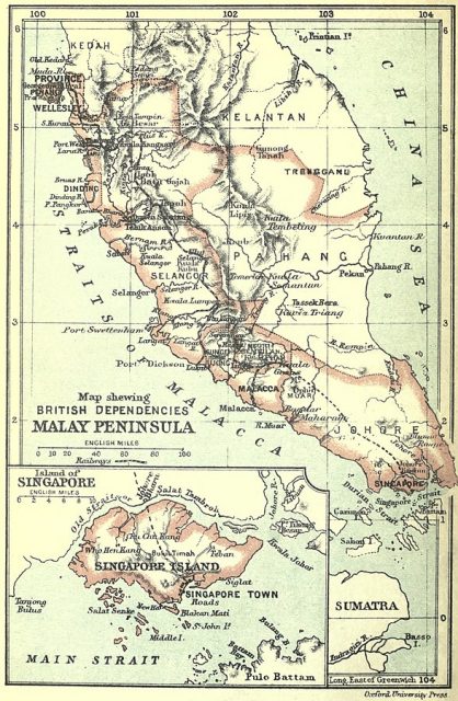 British dependencies Malay Peninsula and Singapore (1906).