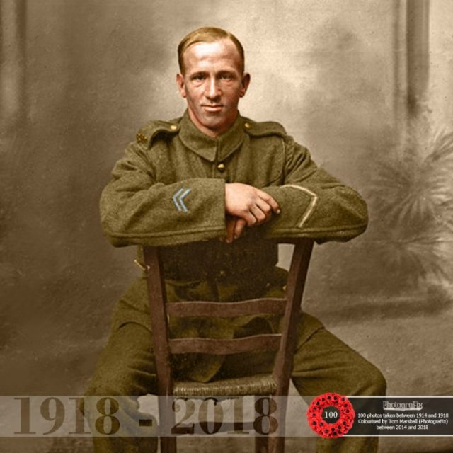 67. An unknown soldier with Two Years Overseas Service chevrons on right sleeve.