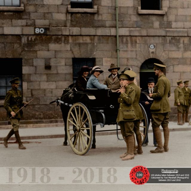 79. Irish Soldiers and civilians outside Collins Barracks, Dublin. Original image © The National Museum of Ireland.