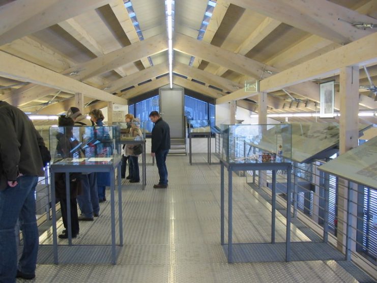 Berchtesgaden, inside the Obersalzberg Documentation Center, upper level. At the far end is a videoroom featuring interviews of Berchtesgaden residents.Photo: Krischan74 CC BY 2.5