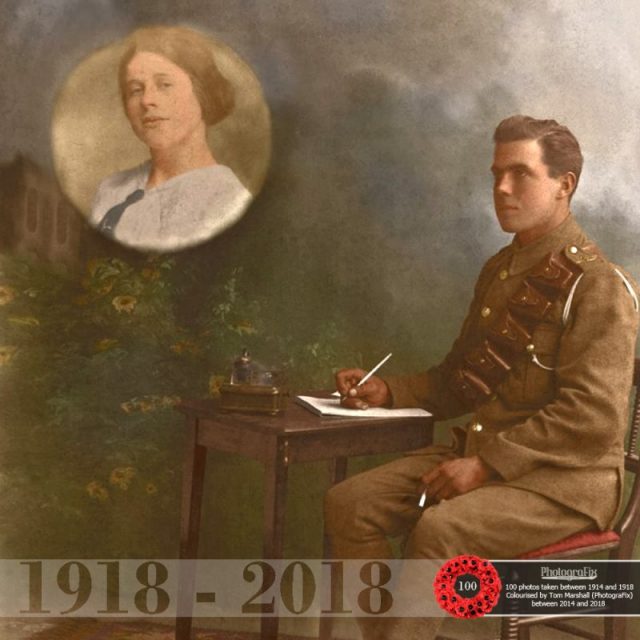 87. Sgt. Tom Millar and his sweetheart Barbara, during WW1. Sgt. Millar served with the Fife and Forfar Yeomanry in France, and with the Camel Corps in Egypt. Thank you to Tom’s grandson John Wilson for permission to include the photo here.