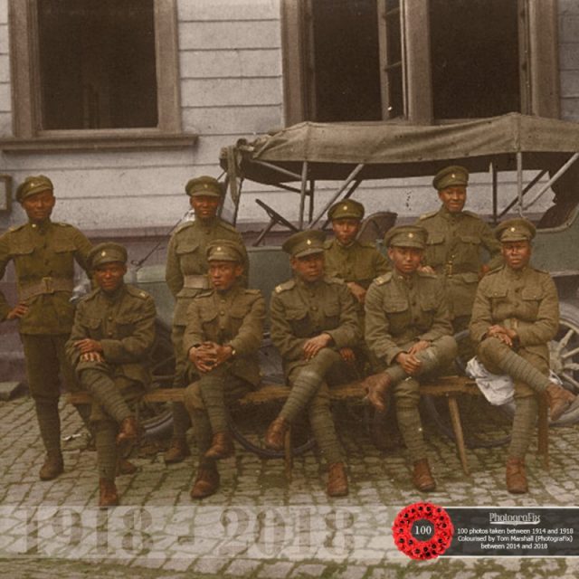 91. Soldiers of the Siamese Transport Corps, in the village of Geinsheim, Neustadt, Germany in 1918. 