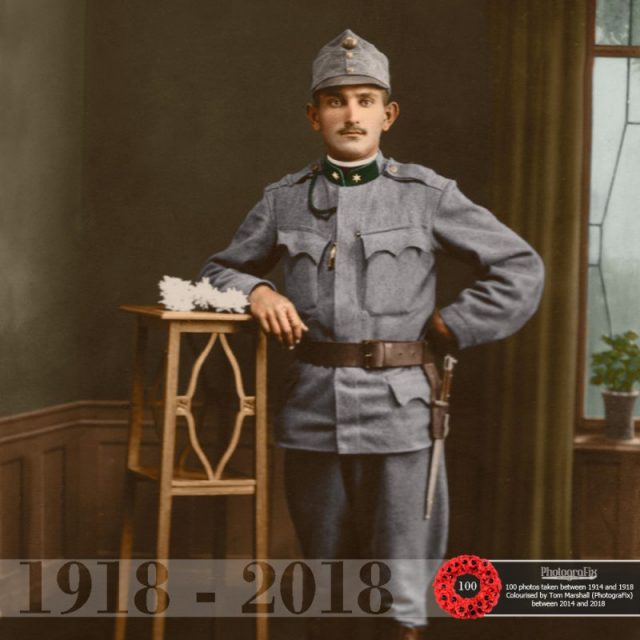 92. Kálmán Balogh pictured in 1914. In WW1 Kálmán served in the Royal Hungarian Hussars. Thank you to Kalman’s grandson Andrew Gerencser for permission to include the photo here.