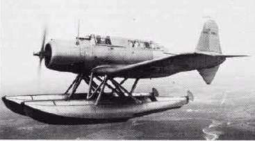 A Vought XSB2U-3 Vindicator experimental floatplane in flight, late 1930s.