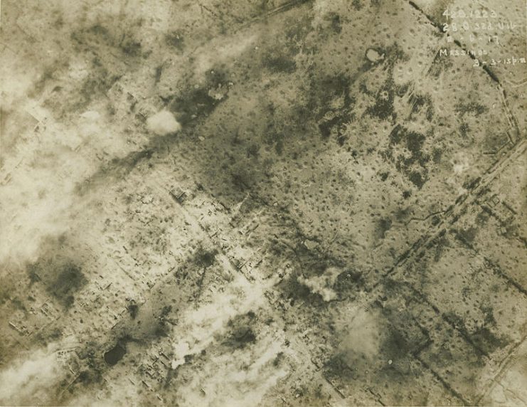 Aerial photograph of Messines, June 2, 1917.