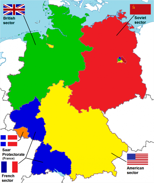 Allied Occupation zone borders in Germany, 1945-1949. Photo: Paasikivi – CC BY-SA 4.0