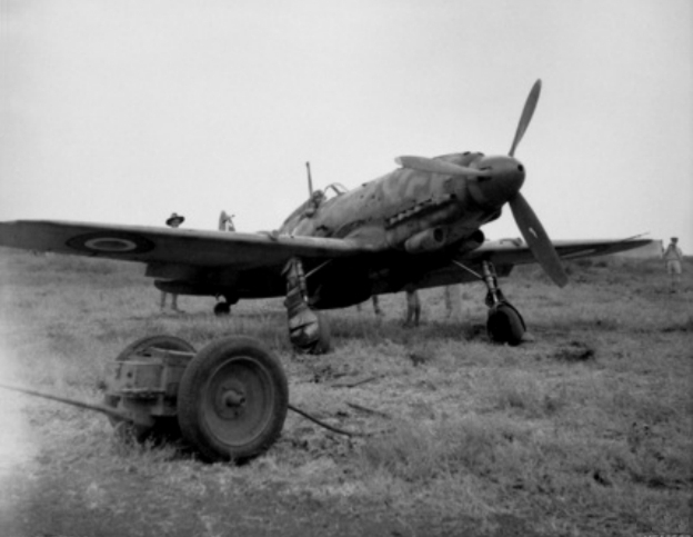 An Italian Macchi C.205 Veltro aircraft found on Catania airfield, Sicily (Italy).