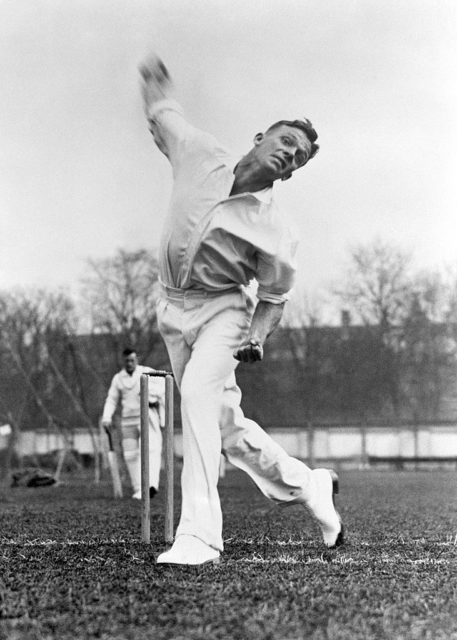 Bob Crisp playing cricket