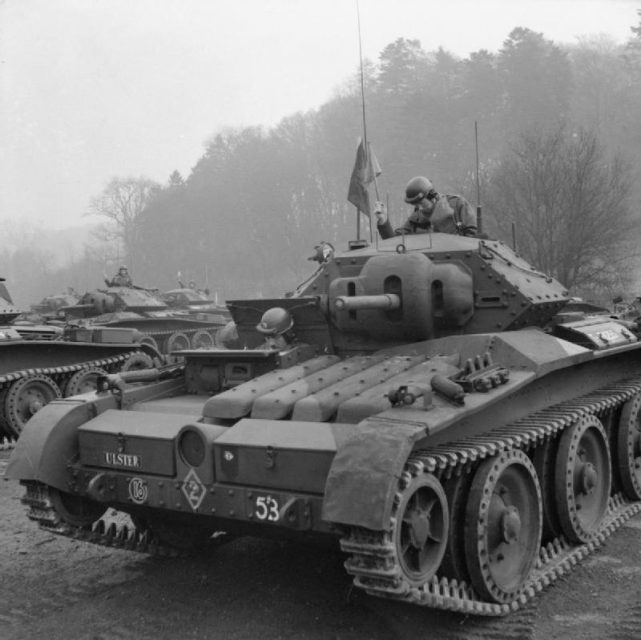 Covenanters of the 2nd (Armoured) Irish Guards, Guards Armoured Division, during an inspection (3 March 1942)