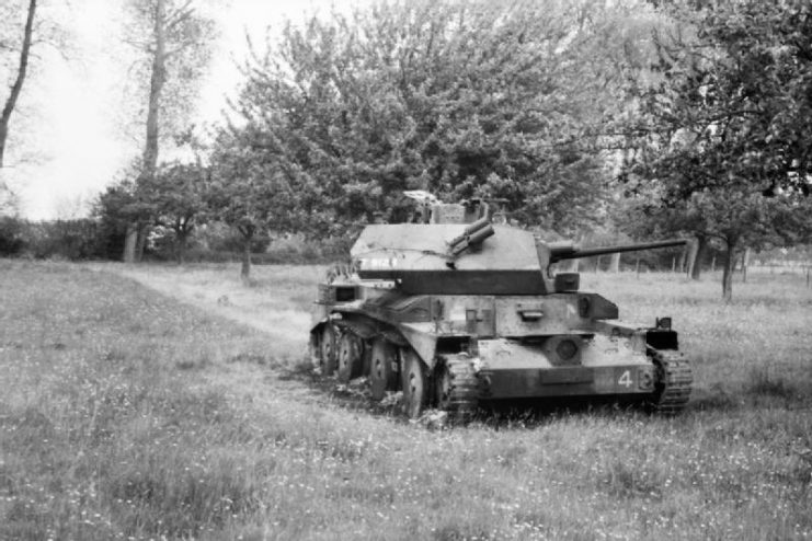 Cruiser Mk IV tank knocked out during an engagement on 30 May 1940