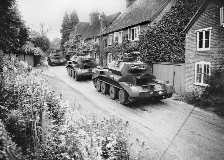 Cruiser Mk IV tanks of 5th Royal Tank Regiment, 3rd Armoured Brigade, 1st Armoured Division.