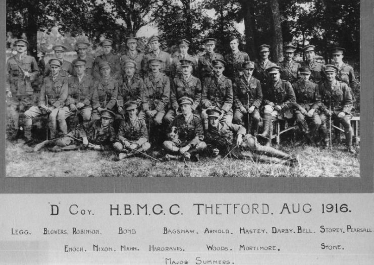 Eric Robinson, top row third from left – the month before tanks were introduced for the first time on the battlefield.