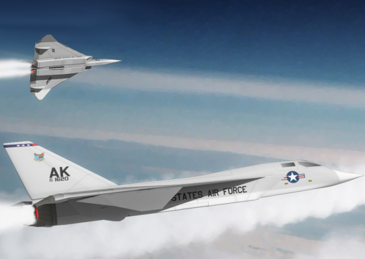 Artist’s impression of two F-108s attached to Elmendorf AFB, Alaska. Photo: Anynobody / CC BY-SA 3.0