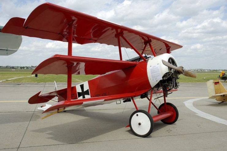 Fokker Dr.I. Replica of the famous Manfred von Richthofen triplane at the ILA 2006.Photo: Oliver Thiele CC BY 2.5