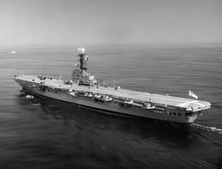 The Australian carrier HMAS Melbourne (R21) underway in 1967.