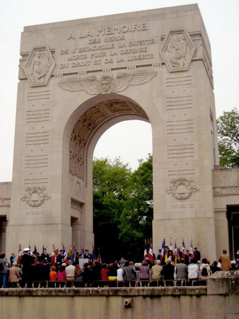 Ceremony at the Lafayette Escadrille Memorial.