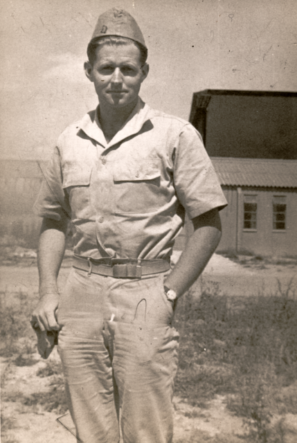 Last photograph of Joseph P. Kennedy Jr. on day of flight, August 12, 1944.