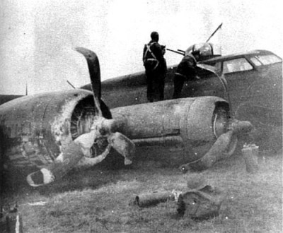 The wreckage of Lawley’s aircraft