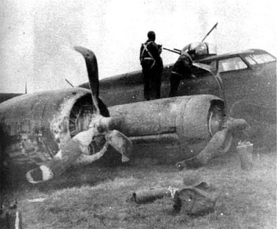 The wreckage of Lawley’s aircraft
