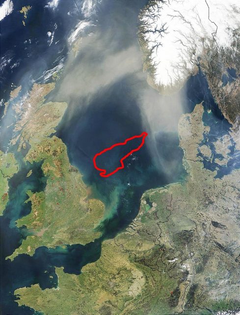 Location of the Dogger Bank in the North Sea.