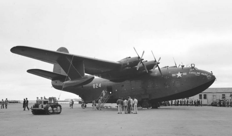 Martin “Caroline Mars” (76824) on exhibit at the San Francisco Airport Air Fair on October 10, 1948.Photo: Bill Larkins CC BY-SA 2.0